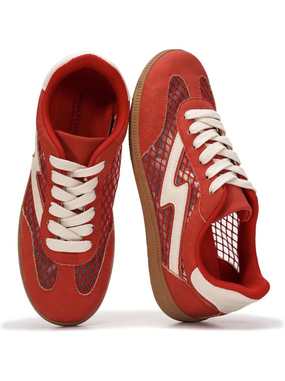 🆕Women's Red Mesh Sneakers Comfortable Fashion Lace Up Trendy Sneakers Casual
